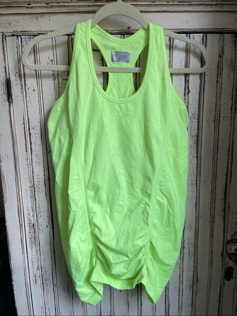 Athleta Women’s Neon Yellow lightweight Ruched Racerback Tank Top